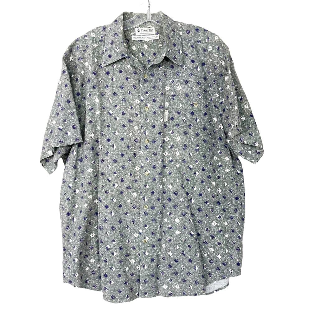 Columbia Printed Short Sleeve Button Down Shirt Sz L